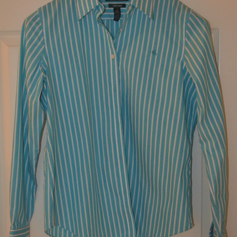 Lauren by Ralph Lauren Teal Striped top